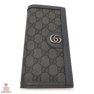 Gucci GG Supreme Ophidia Long Wallet Canvas Leather Gray Black